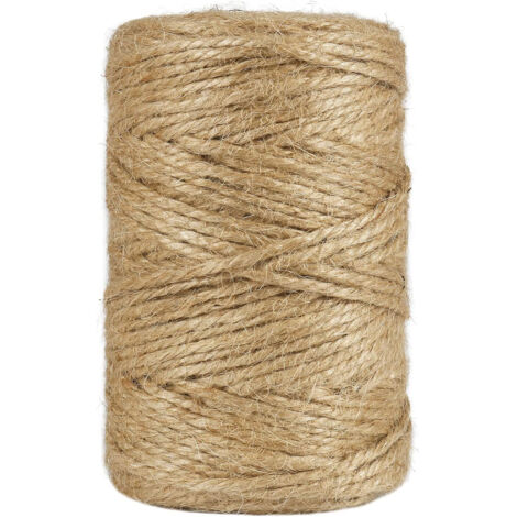 Ficelle de jute naturelle à 3 brins, corde décorative marron, 3 mm, 100 m