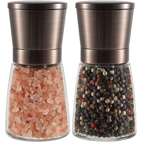 Lot de 2 moulins à sel et poivre en acier inoxydable, noyau en céramique, 180 ml (1/5)