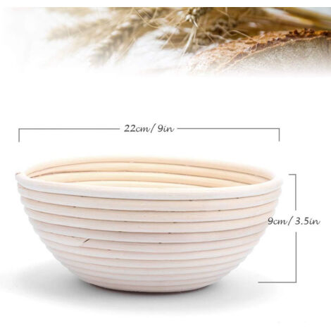 Panier De Fermentation Rond HaWare 25 Cm + Doublure Lin, Couteau Boulanger, Spatule & Pinceau – Kit Complet Levain & Pain Maison