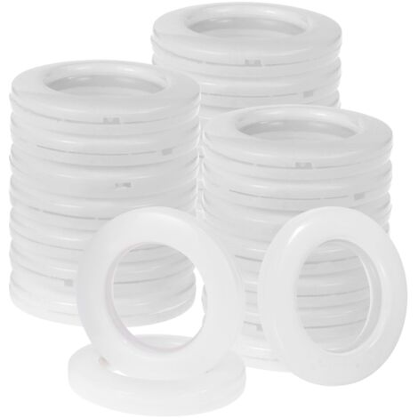 Lot de 32 anneaux de rideau en plastique ABS blanc de 40 mm pour fenêtre, douche, casier