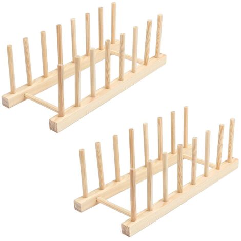 Lot de 2 supports de cuisine en bambou pour la cuisine, les plateaux, les assiettes, les CD, les livres, les verres à vin (1/5)