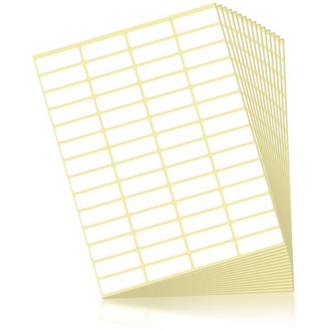 Pack de 840 Auto-Adhésif des Étiquettes Blanches pour l'Étiquetage Universel 38 x 13 mm, Adresse Autocollants Rectangulaires pour les Dossiers de Fichiers, Boîtes de Verre, École, Bureau, Cuisine, Con