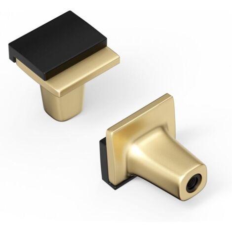 Lot de 2 poignées de placard noires et dorées, boutons de tiroir noirs, poignées de tiroir de cuisine, quincaillerie carrée en alliage de zinc pour portes, commodes de chambre à coucher (1/5)
