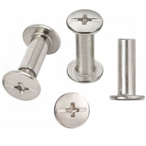 30 Sets Chicago Reliure Vis, reliure à vis de reliure nickelée 5 mm x 15 mm, ton argent (1/4)