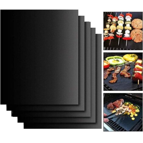 Tapis de barbecue 5 pièces tapis de barbecue 50x40 cm tapis de barbecue réutilisable antiadhésif, outils de barbecue (1/5)