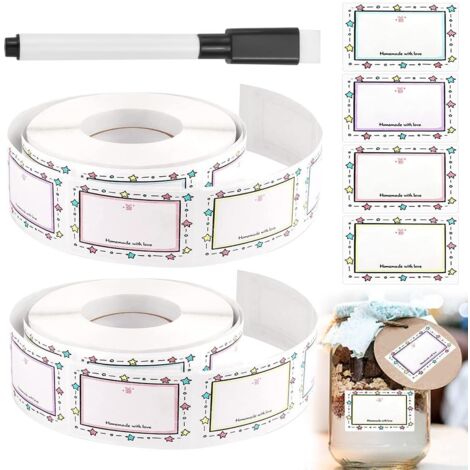 Lot de 500 étiquettes autocollantes pour confitures, étiquettes de conservation, autocollants pour pots de confiture, étiquettes amovibles pour étiquetage de confitures, 50 x 30 mm, étiquettes adhésiv (1/5)