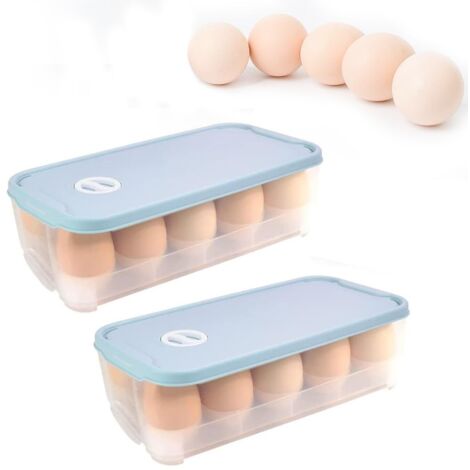 Lot de 2 boîtes à œufs 10 œufs Conteneur à œufs avec couvercle Boîtes de rangement d'œufs Stockage d'œufs Réfrigérateur Conteneur à œufs pour réfrigérateur Boîte de transport d'œufs Boîte à œufs en pl