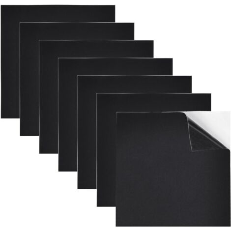 Lot de 7 panneaux de mousse autocollants, panneaux de mousse noirs, 200 x 200 x 3 mm, caoutchouc cellulaire, rembourrage en caoutchouc mousse autocollant, tapis en mousse antidérapant avec support adh