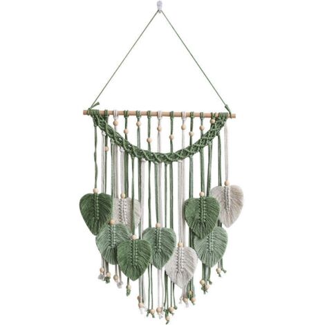 Tenture murale macramé - 1 pièce, Tenture murale macramé feuille suspension tapisserie, décoration chambre bohème salon mariage cadeau