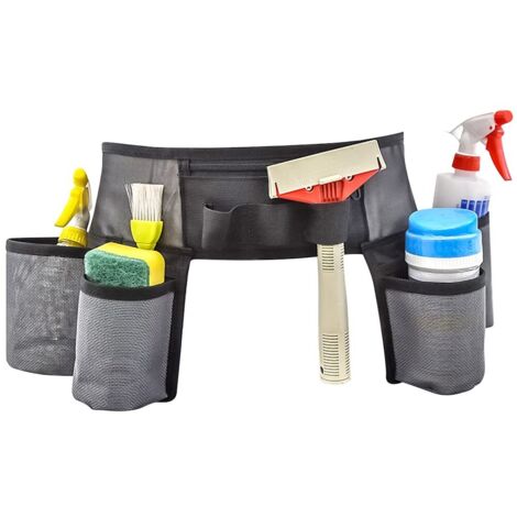 Ceinture à outils en cuir, ceinture à outils de nettoyage, ceinture en nylon réglable, tablier à outils, sac ceinture professionnel, sac à outils ménager pour artisans, charpentiers, électriciens (1/5)