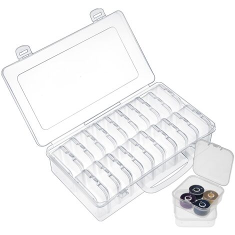 21 Boite Rangement Plastique avec Couvercles à Rabat, 20 Petite Boîtes de Rangement Transparentes et 1 Grande Boîte Rangement pour Rangement des Travaux Manuels,Outils de Couture,Petits Objets
