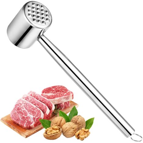 Attendrisseur à viande, marteau à viande en acier inoxydable, attendrisseur d'escalopes en acier inoxydable, passe au lave-vaisselle, attendrisseur de viande en acier inoxydable, double face (1/5)