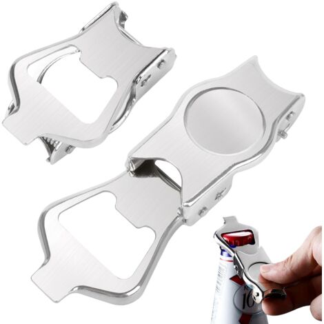 Lot de 2 décapsuleurs en acier inoxydable - Décapsuleur portable - Ouvre-bouteille de bière pliable - Pour la maison, le bar, le camping, le pub, l'extérieur