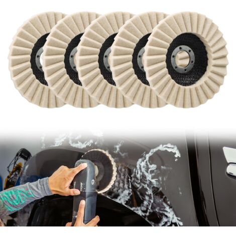 Lot de 5 disques de polissage 125 mm x 22,2 mm, disques de polissage en feutre, disques de polissage en feutre, disques de polissage flexibles pour meuleuse d'angle, pour meuleuse d'angle, pour