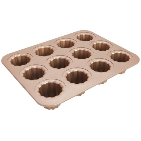 Moule à cannelés acier - 1 pc, Moule carbone antiadhésif 12-cup, Pour cannelés croustillants dorés muffins - Incolore