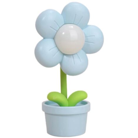 Veilleuse en forme de fleur de dessin animé à piles, lampe de chevet pour chambre d'enfant, 1 pièce, bleu