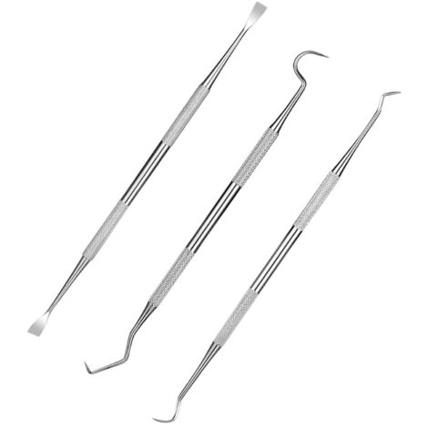 Grattoirs dents animaux - 3 pièces, Tête détartreur acier inoxydable - Pour chiens/chats argenté