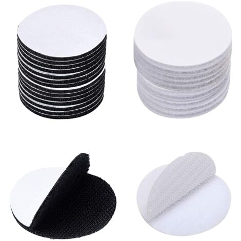 Scratch autocollant rond - 60 pcs, Adhésif crochet boucle 30mm, Pour papier plastique verre cuir métal - Transparent