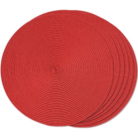 Lot de 6 sets de table ronds tressés pour tables de salle à manger, lavables, antidérapants, 38,1 cm, rouge