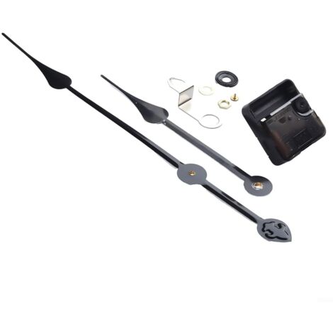 Kit mécanisme horloge murale - 1 pc, Mécanisme quartz silencieux couple élevé, Aiguilles longues pour horloge 50-60cm - Noir