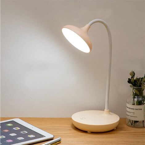 Lampe de bureau LED sans fil, lampe de lecture de grande capacité, contrôle tactile, intensité variable, 3 luminosités, lampe d'étude pour chambre à coucher, lampe de chevet (abricot)