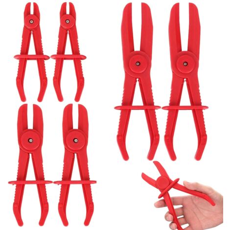 Pince Collier Serrage - 6 pièces, Pince Collier Serrage 3 Tailles + Bague Retenue - Rouge, Pour Freins/Carburant/Flexibles (1/5)