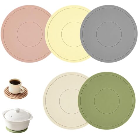 Dessous de Plat Silicone - 5 pièces, Dessous de Plat Silicone 16cm Résistant Chaleur Anti-Dérapant - Pour Protège-Casseroles/Égouttage (1/5)