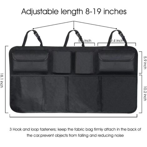 Organisateur de coffre de voiture - 1, Filet 8 poches sangle réglable - Accessoire auto