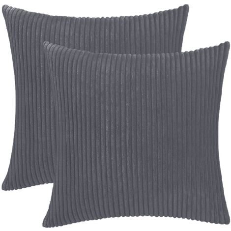 Housse Coussin Velours - 2 pièces, Housse Coussin Velours Gris Foncé 40x40cm - Rayée