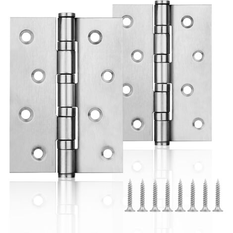 Charnière Porte Inox - 2 pièces, Charnière Porte Inox 100x75mm Chromé - Placard/Tiroir