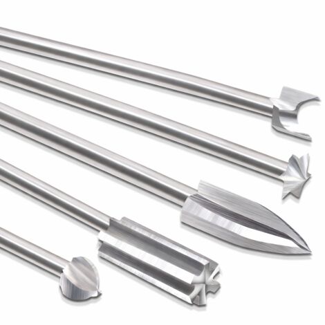 Outils électriques de sculpture sur bois pour outils rotatifs, 5 têtes de sculpture différentes, outils de gravure, tige de 3 mm pour la sculpture sur bois DIY, le perçage et la micro-sculpture
