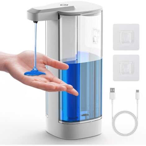 Distributeur automatique de savon liquide, distributeurs de savon pour les mains sans contact de 500 ml, réglables sur 4 niveaux avec capteur infrarouge, distributeur de savon électrique mural étanche