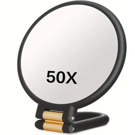Miroir de Maquillage grossissant 50X, Miroir portatif/Mural Double Face avec poignée réglable à 360 ° pour Les Soins de la Peau et la beauté (1/5)