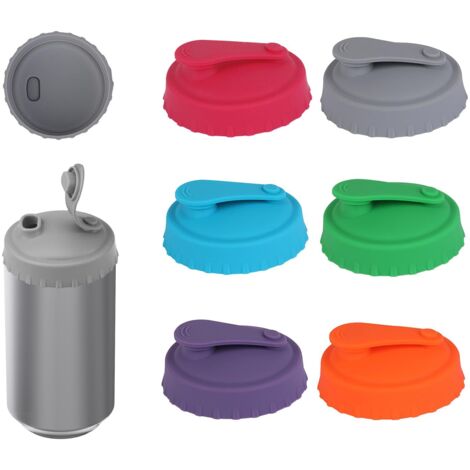 6 Bouchons/Couvercle Canette Soda, Bouchons Hermétiques à Pression pour Boissons, Silicone, Sans BPA, 6.3cm de Diamètre, idéal pour les Fêtes/Pique-niques/Bureaux