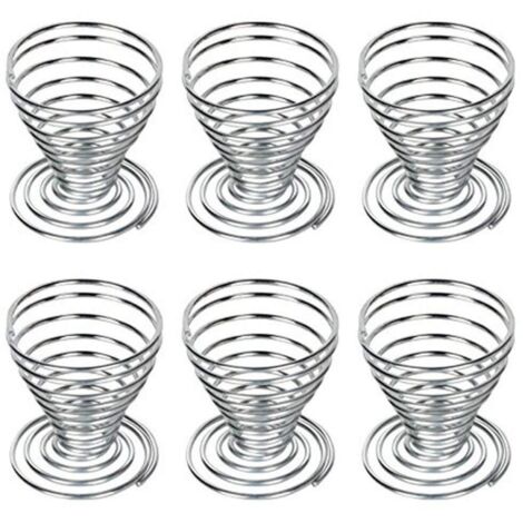 Lot de 6 coquetiers en acier inoxydable à ressort - 4,5 x 4,7 cm - Portable et utile (1/5)