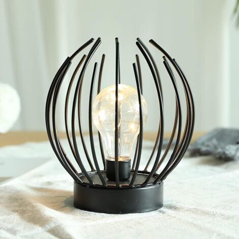 Cette lampe de table en métal, de style cage, fonctionne sans fil sur piles et est parfaite pour les mariages, les fêtes (1/5)