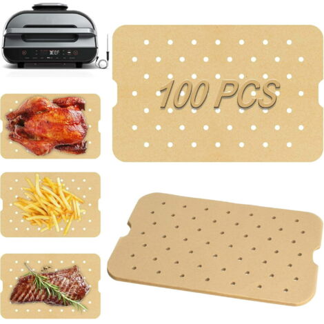 100 feuilles de papier siliconé, adaptées pour Ninja 2-5Sacs de rangement carrés jetables pour friteuses à air chaud d'un litre (1/5)