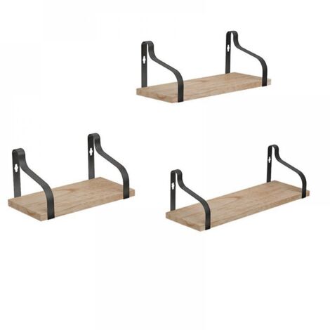 Trois étagères en bois, étagères murales flottantes en bois de style rétro. (1/5)