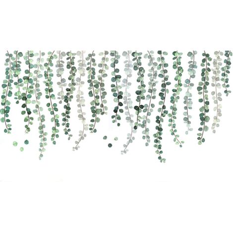 Stickers muraux pour la maison - Stickers muraux représentant des plantes vertes, des lianes et des feuilles d'eucalyptus (1/5)