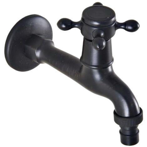 Robinet d'eau froide simple - Robinet rétro tout en cuivre—Noir antique long (1/5)