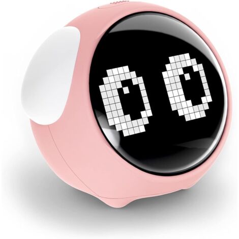 Réveil pour enfants, double alarme, design emoji rose, détection de température (1/5)