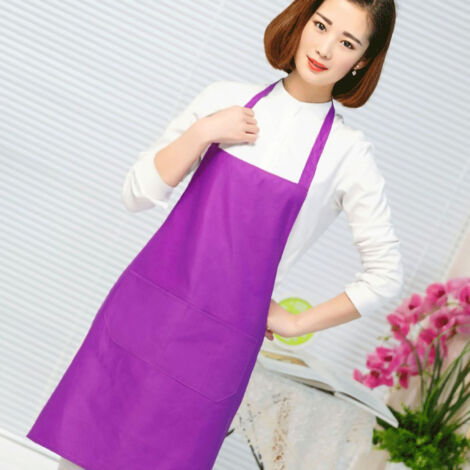 Tablier de cuisine,poches doubles violettesPolyester doux (1/4)