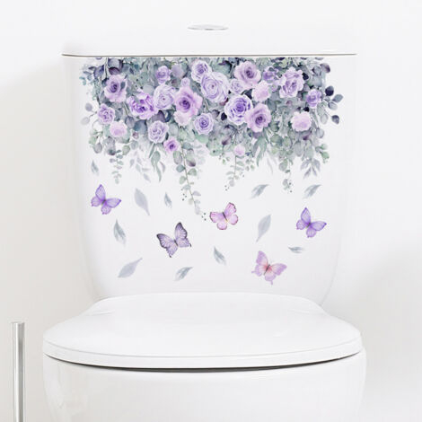 Autocollants pour abattant de toilettes, adaptés à la décoration du réservoir de salle de bain, avec des motifs de plantes (1/5)