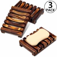 Porte-savon en Bois de Douche 3 Pièces, porte-savon fait Main distributeur de Savon pour la Cuisine,Bambou Naturel caisse à savon