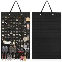 Schmuck Organizer Hängend Tür,Schmuckaufbewahrung zum Aufhängen,Ohrring Organizer Wand,Faltbarer Schmuckständer Schmuckhalter,Jewellery Organizer Hanging,Ohrringständer,Ohrringhalter -Noir