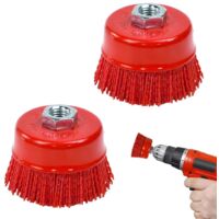 Lot de 2 brosses coupelles pour meuleuse d'angle, brosses en nylon pour perceuse, diamètre 75 mm, brosses en nylon pour meuleuse d'angle, brosses abrasives pour bois, brosses en nylon pour perceuse, v