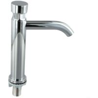 Robinet de lavabo à pression tactile en acier inoxydable avec finition chromée, temporisation temporisée et économie d'eau, robinet à montage simple pour évier de salle de bain ou cuisine, argenté (B)