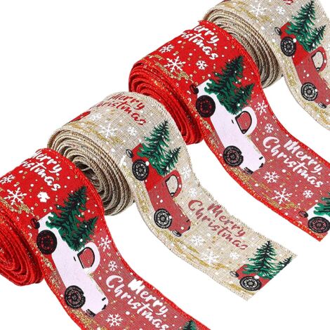 8 Rouleaux Ruban Cétin de Rouleau Décoratif de Noël d'Emballage Diy