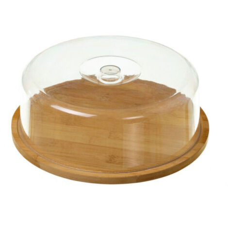 Plateau Fromage Bambou Rond et Cloche Acrylique (1/4)