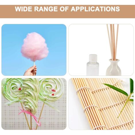 200 Bâtonnets En Bois Carrés 300mm X 4mm - Pour Barbe à Papa, Brochettes, Bricolage - Bambou